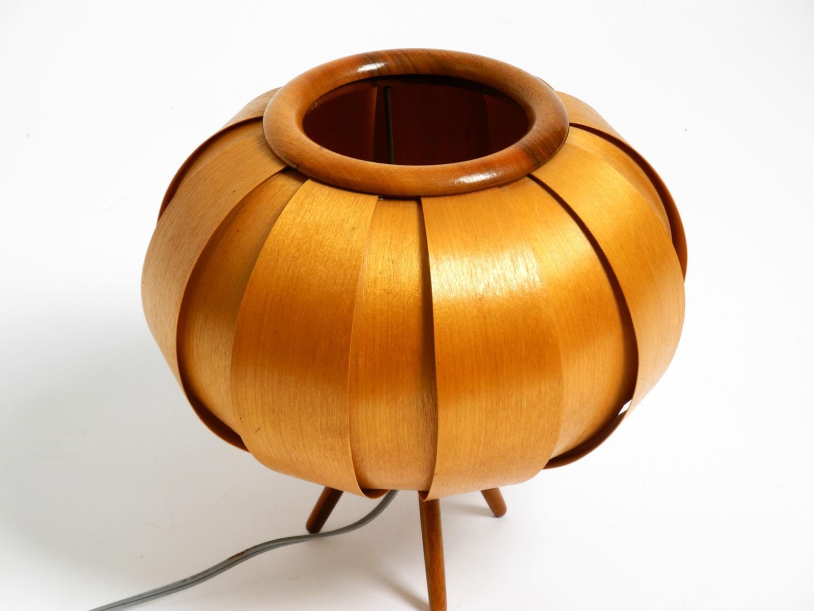 1960s Czech Wood Veneer Tripod Lamp By Stanislav Kučera For úluv photo Lighting