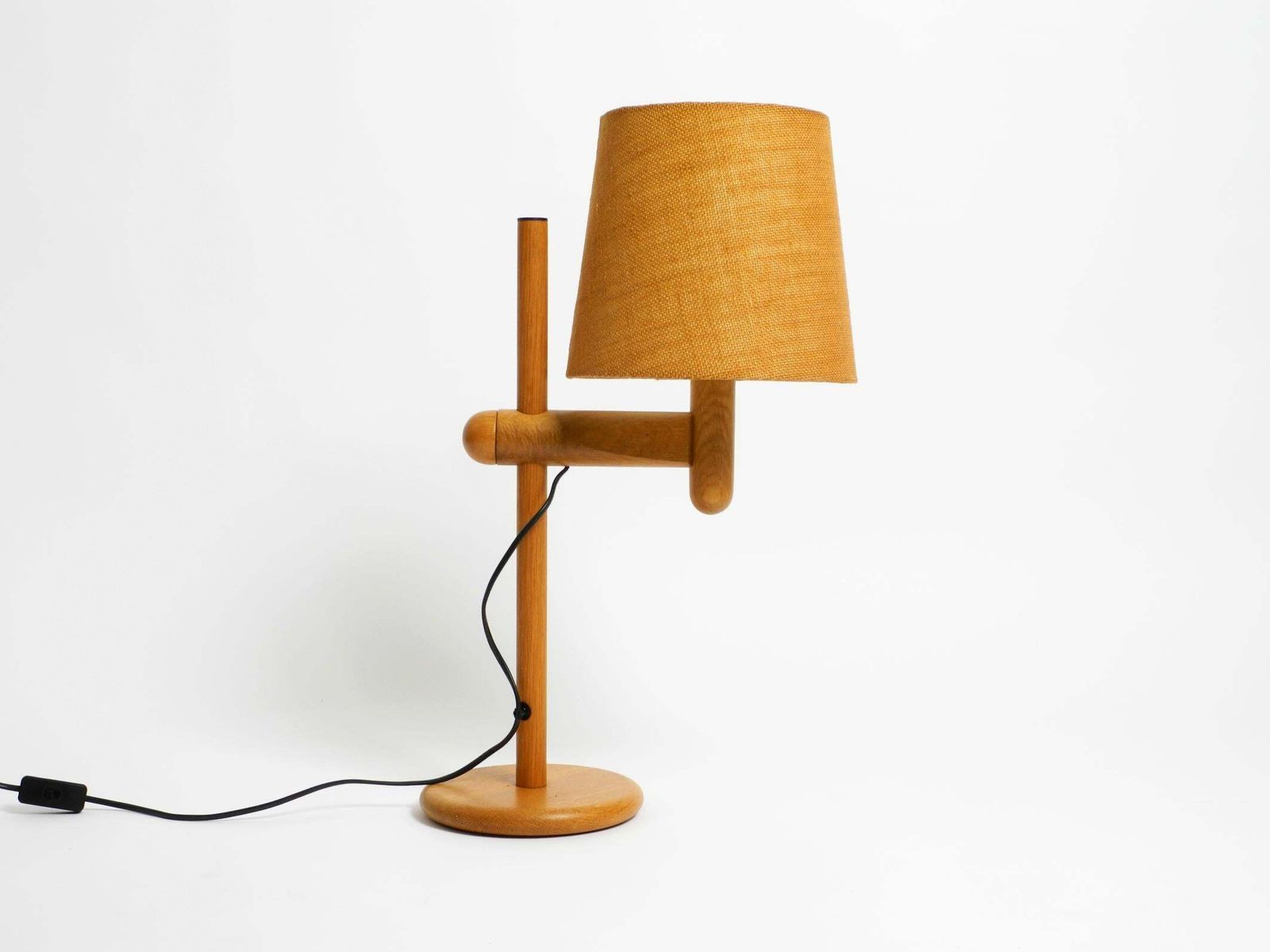 1960s Temde Table Lamp Made Of Oak Wood And With Height Adjustable Shade photo furniture