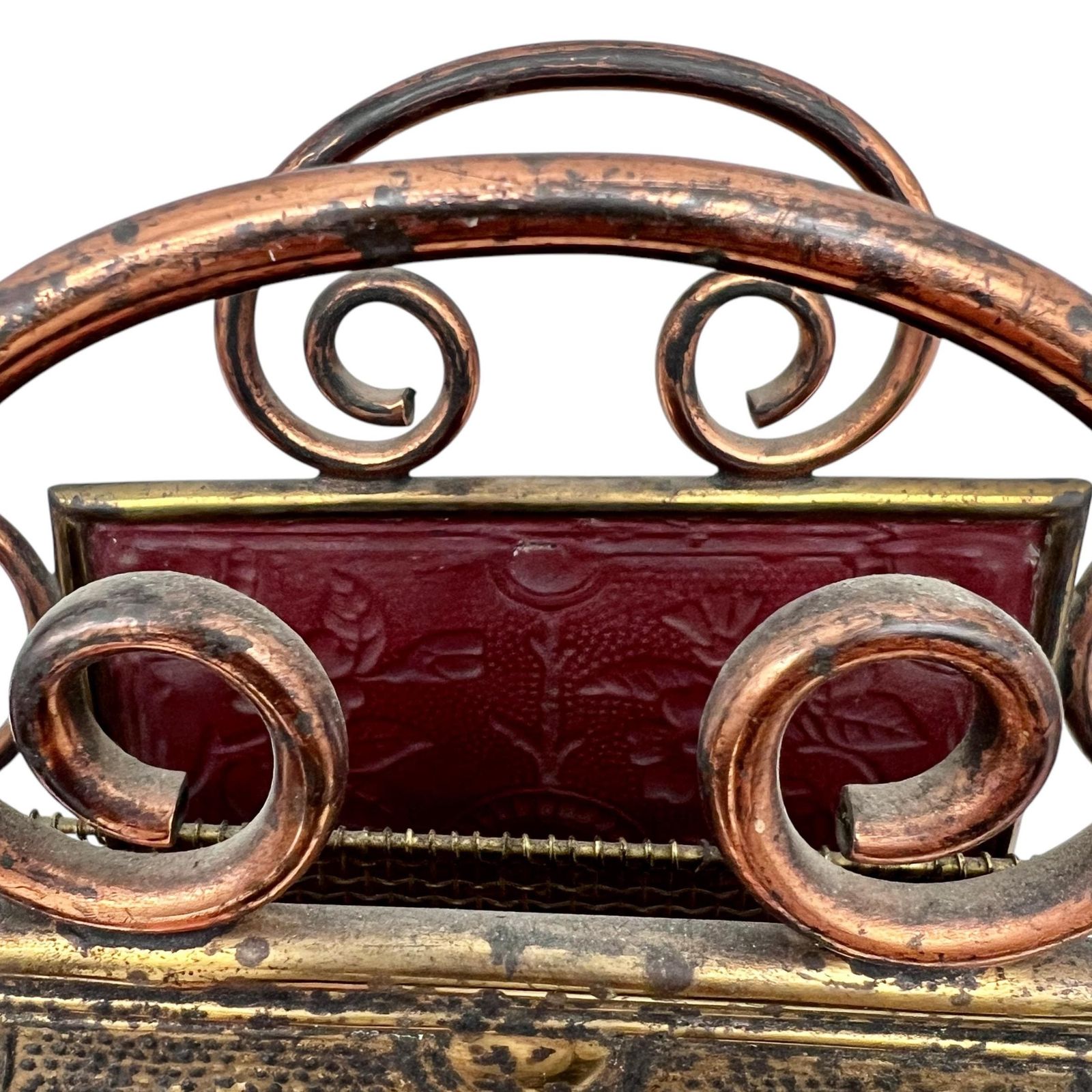 Antique Arts & Crafts Copper And Brass Magazine Rack   Desk Rack   Study Decor   Office Decor photo 78.0