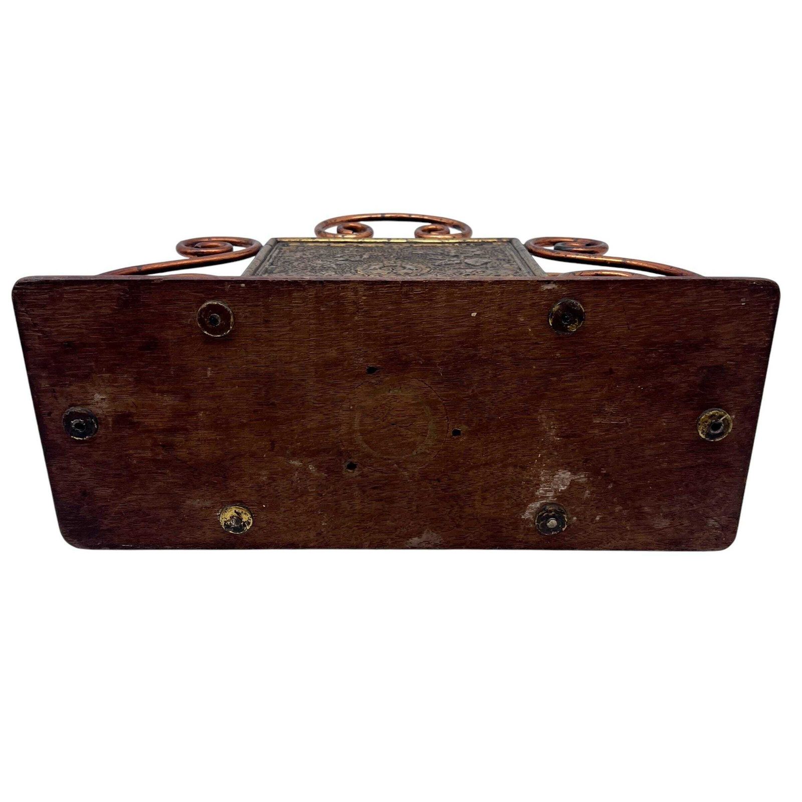 Antique Arts & Crafts Copper And Brass Magazine Rack   Desk Rack   Study Decor   Office Decor photo vinterior