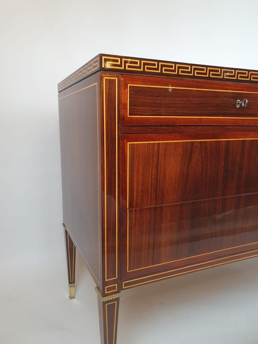 Art Deco Chest Of Drawers In Mahogany With Marquetry And Gilt Bronze Ornamentation photo Furniture