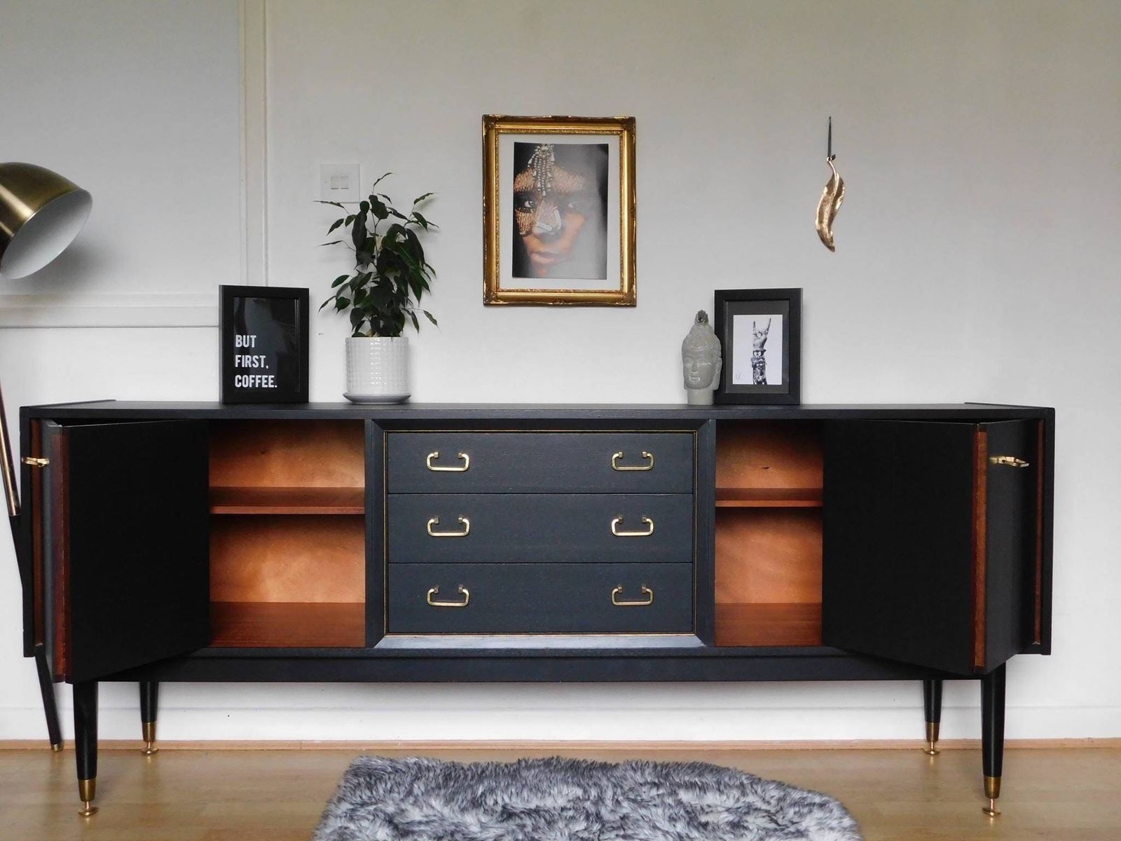 Professionally Painted Stunning Black G Plan Teak Sideboard. Any Colour Available photo furniture