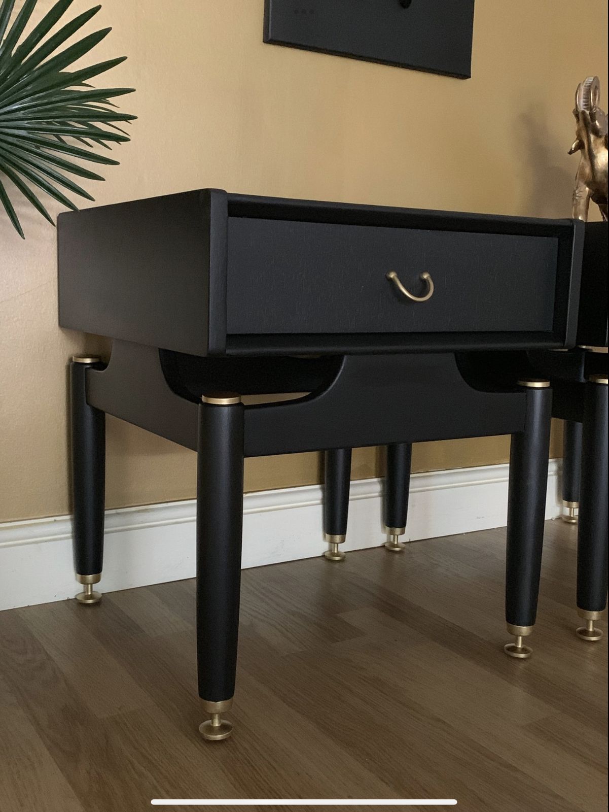 Professionally Painted Black G Plan Tola Bedside Side Tables photo furniture