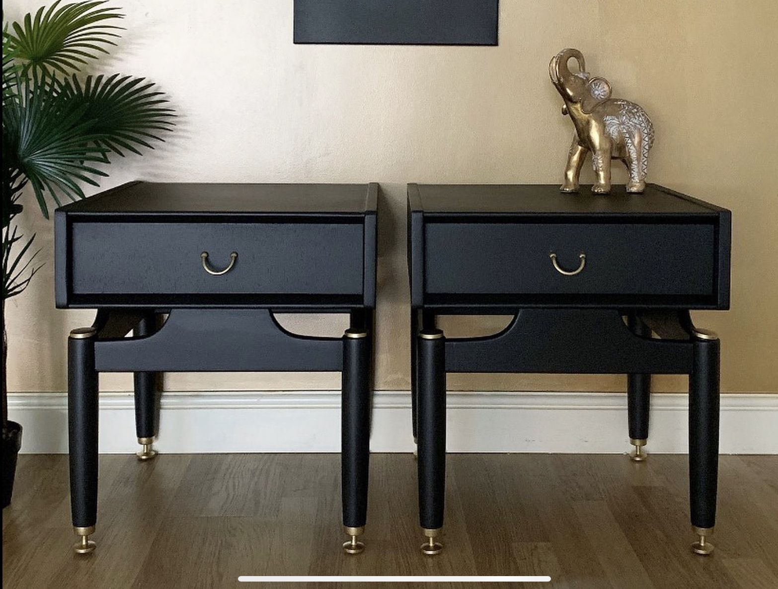 Professionally Painted Black G Plan Tola Bedside Side Tables