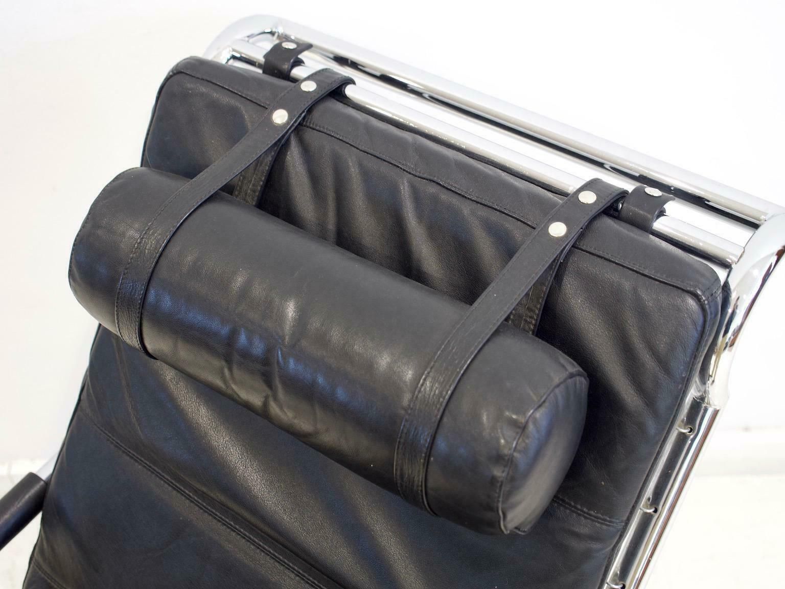 Black Leather Lounge Chair With Ottoman By Gabriele Mucchi For Zanotta photo 2550.0
