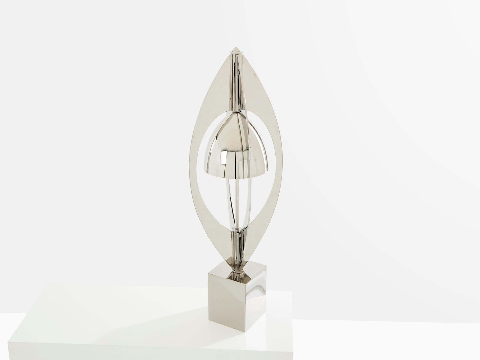 Lampe Ogive en métal nickelé, Jacques Charles pour Maison Charles, 1965 photo buy