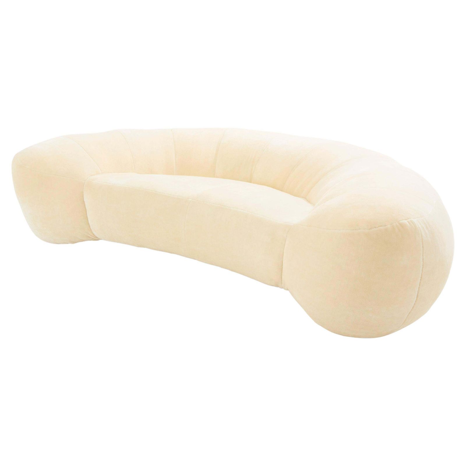 Raphaël Raffel Croissant Sofa In Mohair Velvet 1970s