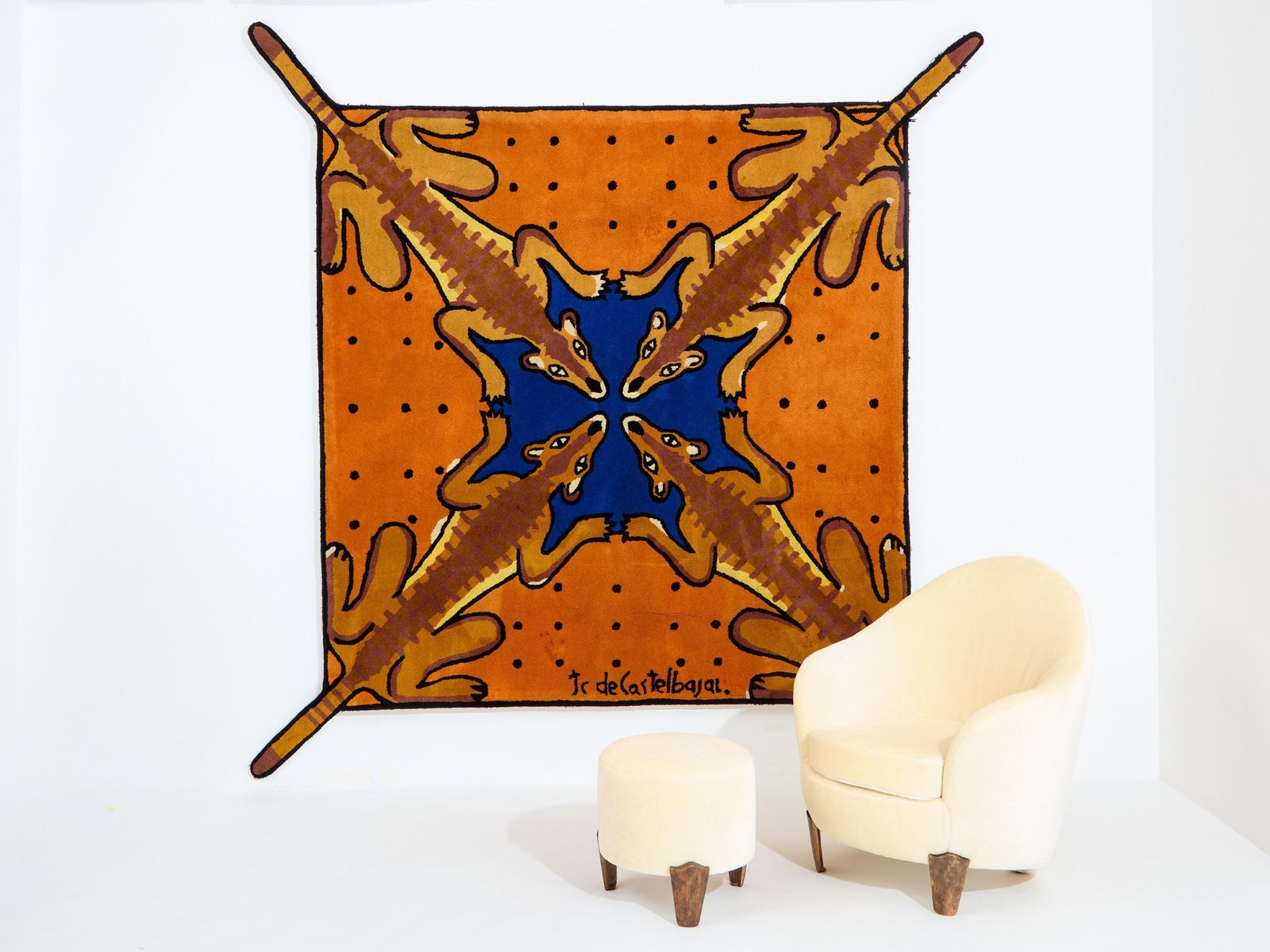 Tapis tuftée en laine Desert Bar, par Jean-Charles de Castelbajac, 1985 photo Textiles