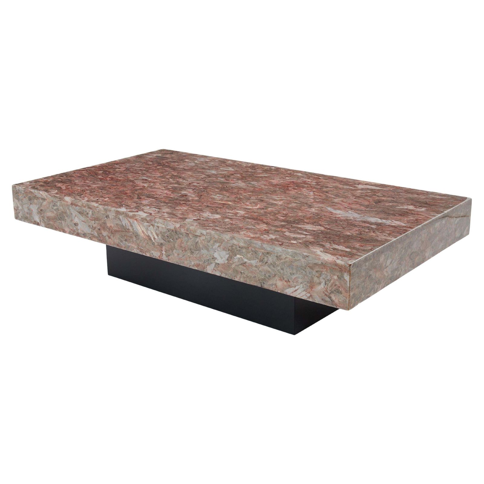 Table basse italienne en albâtre cristallin rose, fin des années 1970