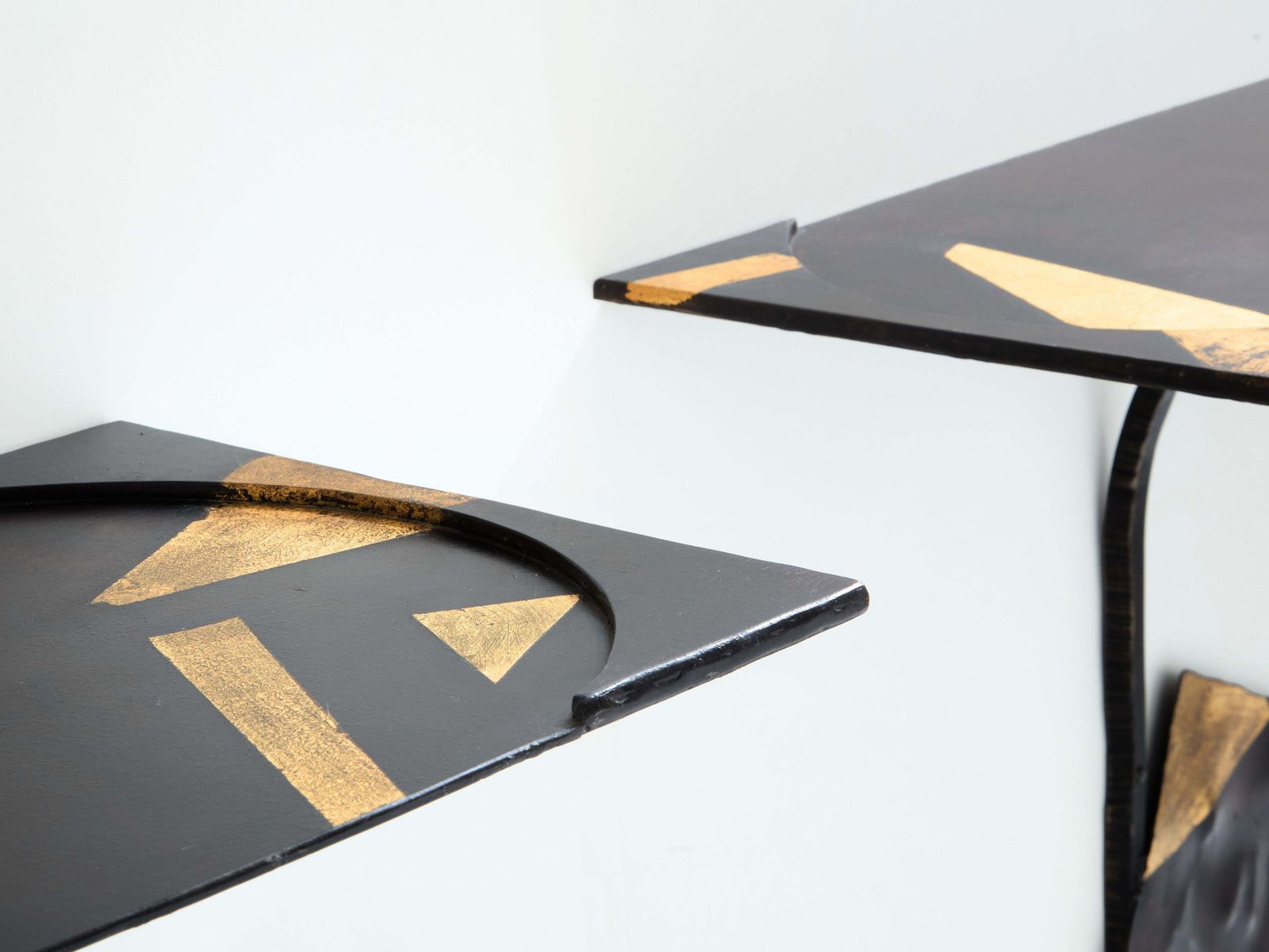 Tables consoles brutalistes Jean Jacques Argueyrolles en fer forgé, 1990 photo 15951.0