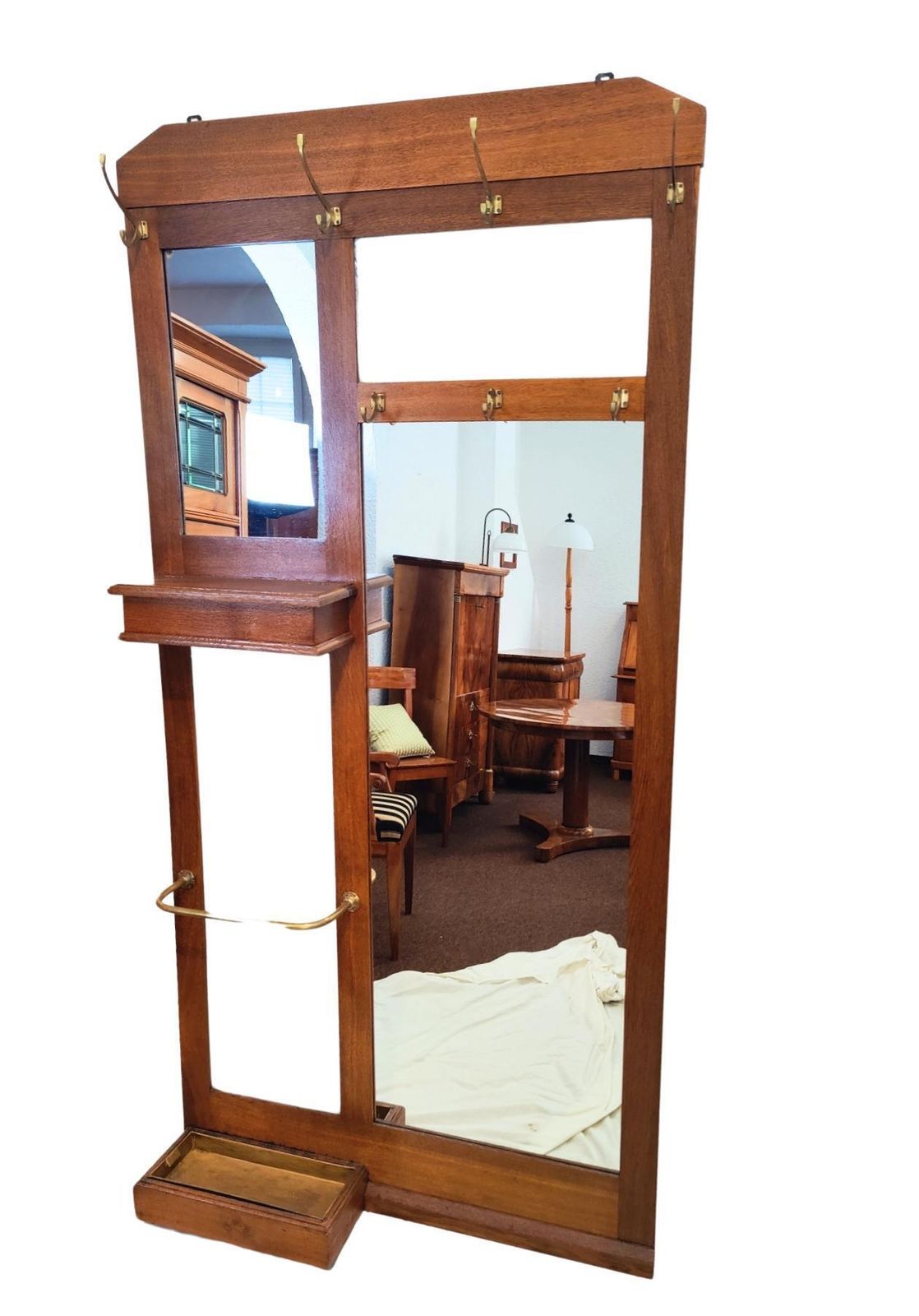 German Art Nouveau Oakwood Wall Coat Rack photo buy