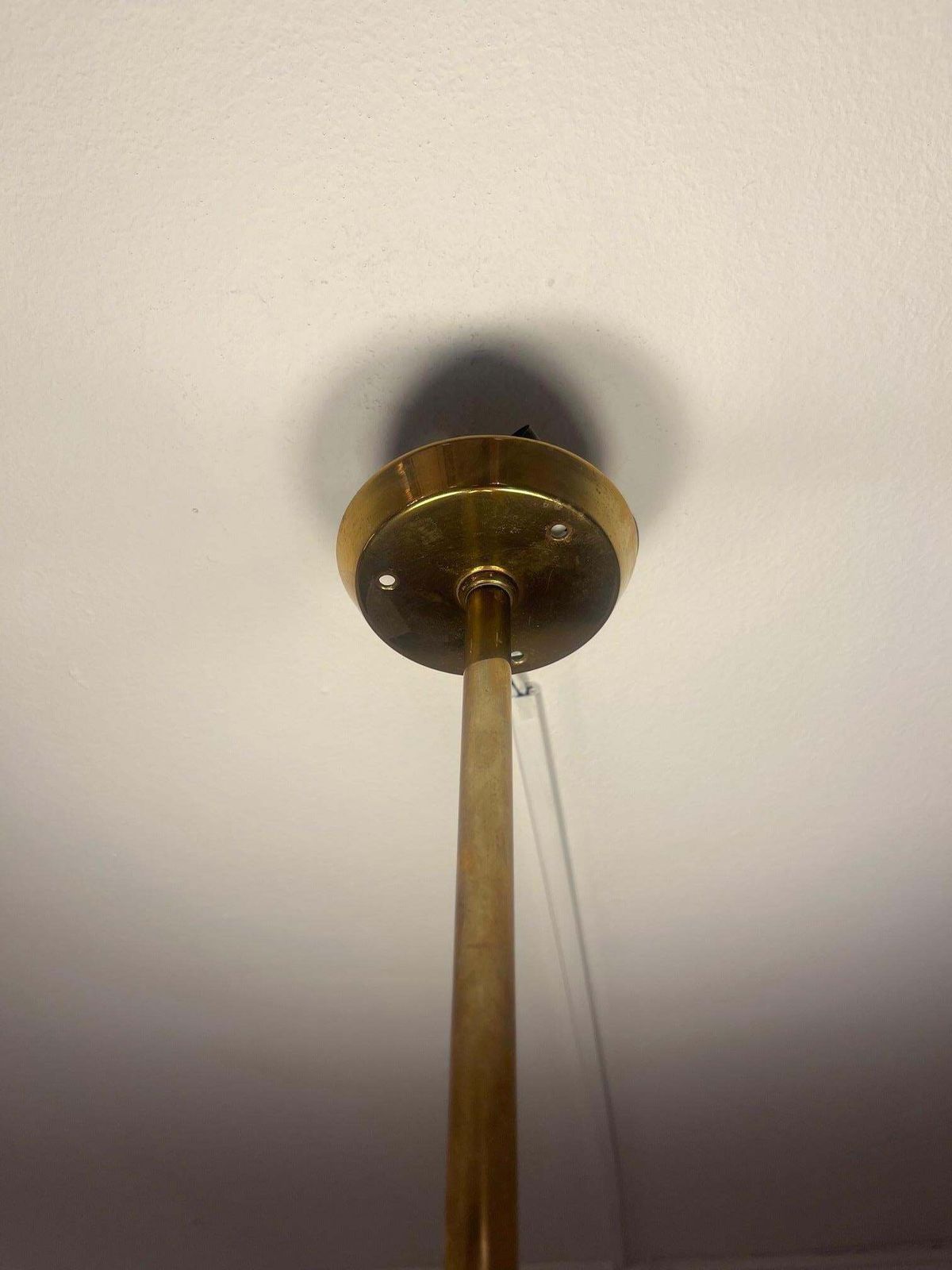 photo for sale Brass & Aluminum Adjustable Double Ceiling Lamp By Bag Turgi, Switzerland 1950s