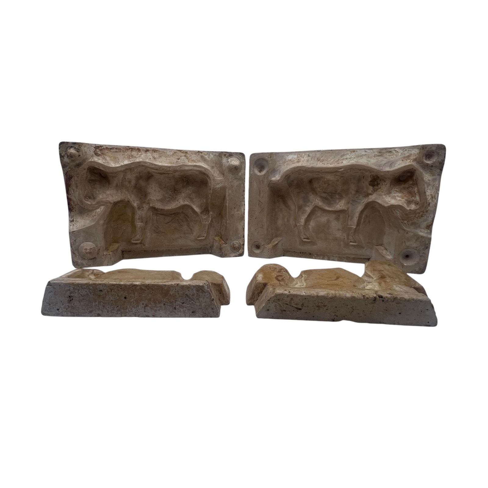Antique   Vintage   Heavy Alabaster Bull Mould   Bull Sculpture   Bas Relief   Home Decor photo for sale