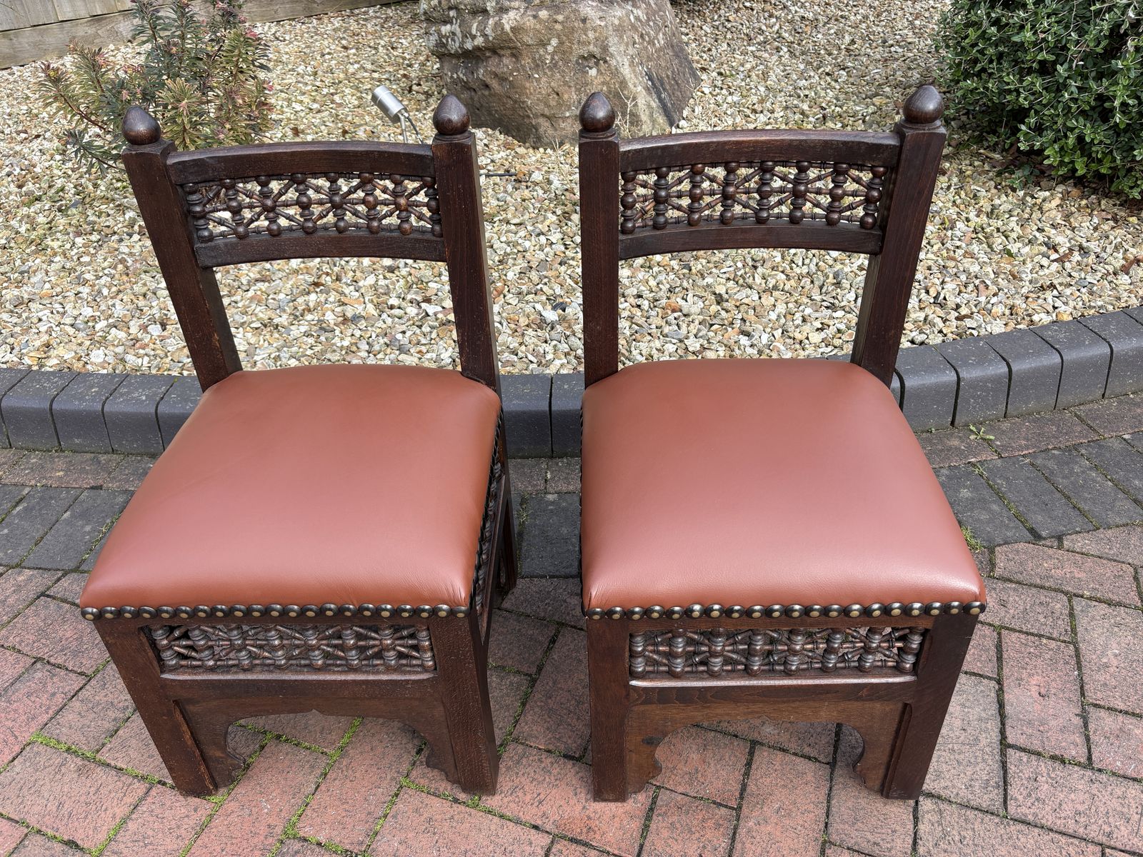 Pair Of Liberty Arts & Crafts Moorish Chairs C1890 photo vintage
