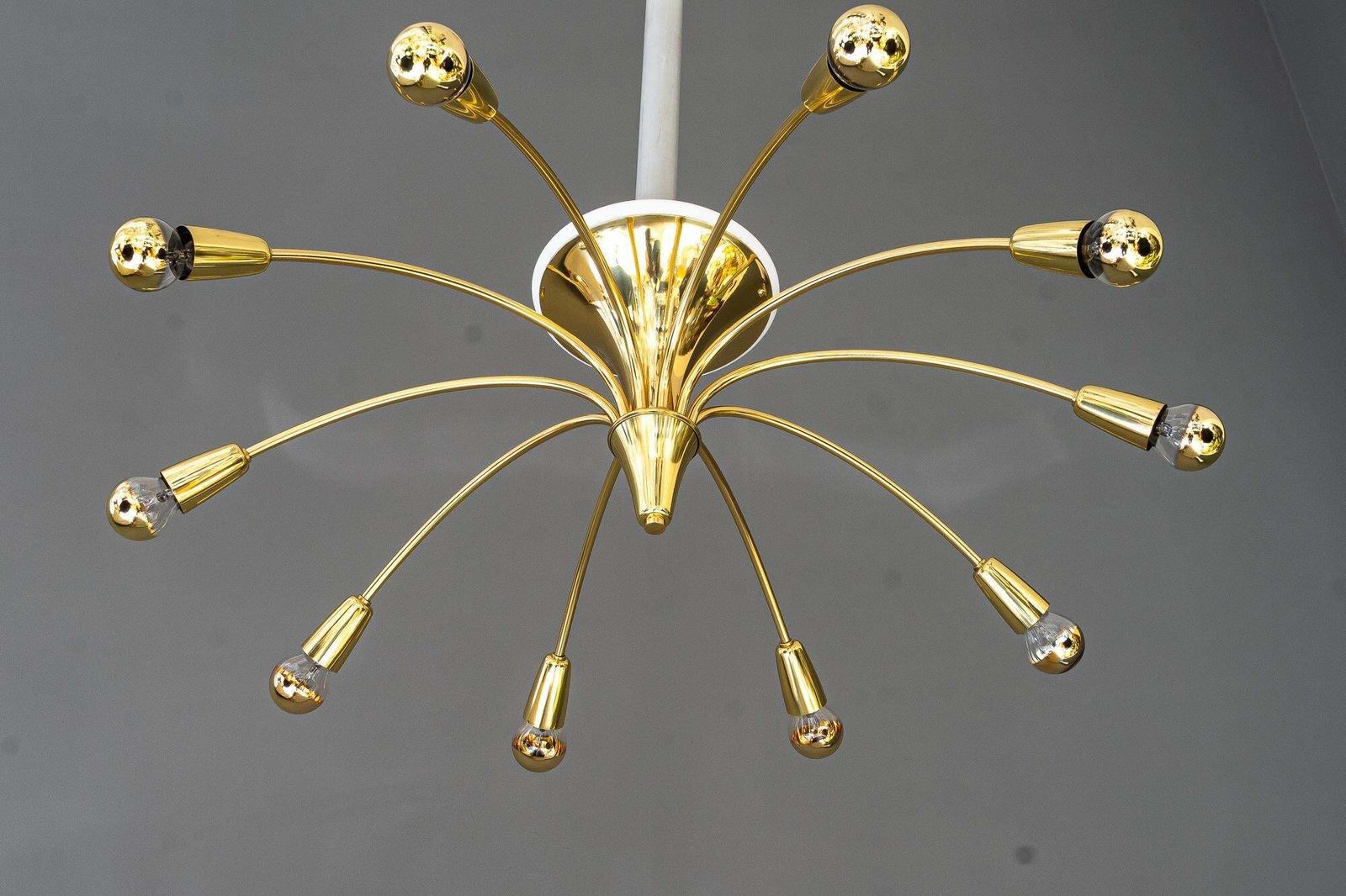 Big Rupert Nikoll Sputnik Chandelelier With 10 Arms Vienna Around 1950s photo vinterior