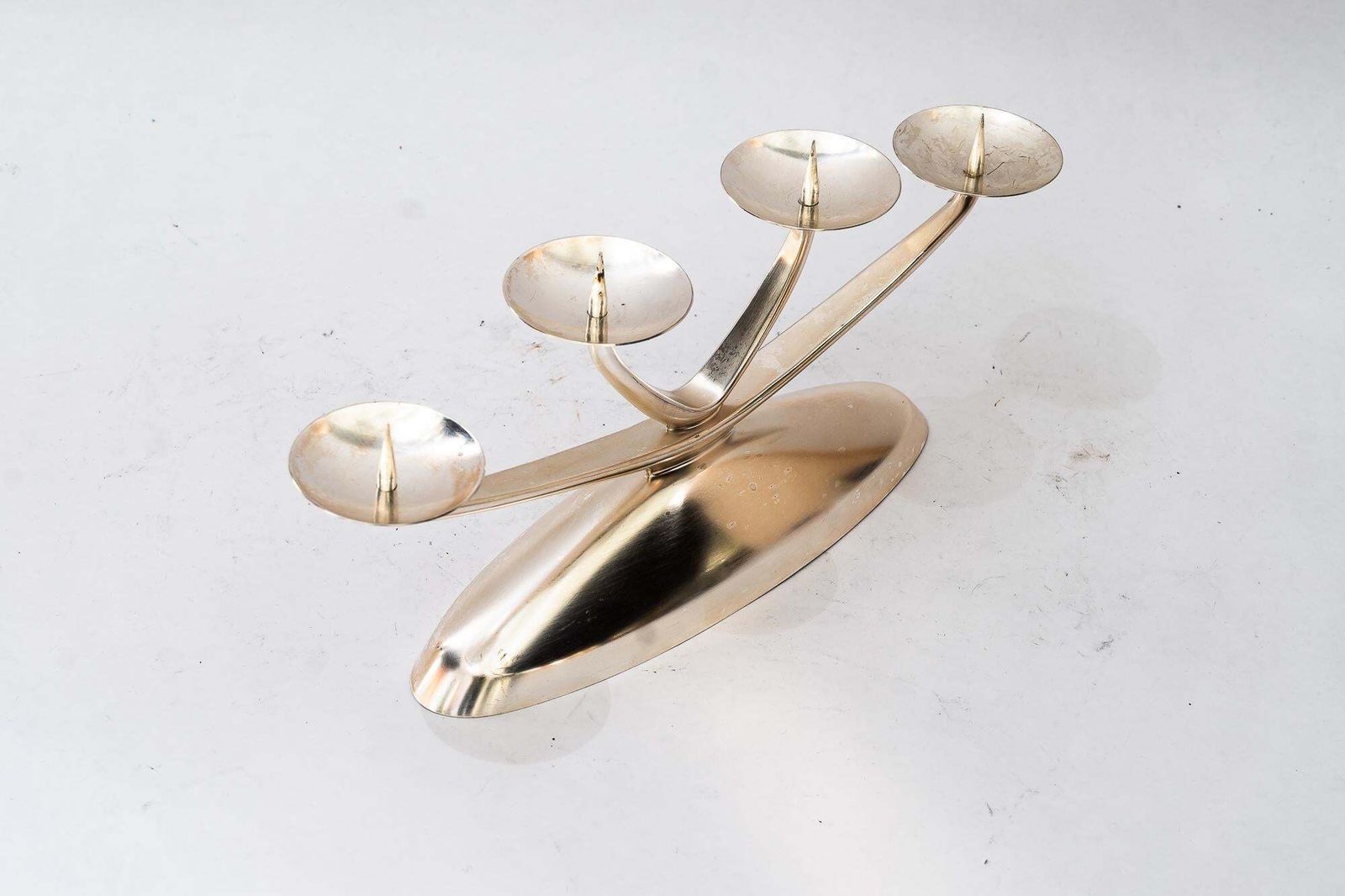 Art Deco Nickel Candleholder By Wmf Ikora, Germany, Circa 1930s photo 240.0