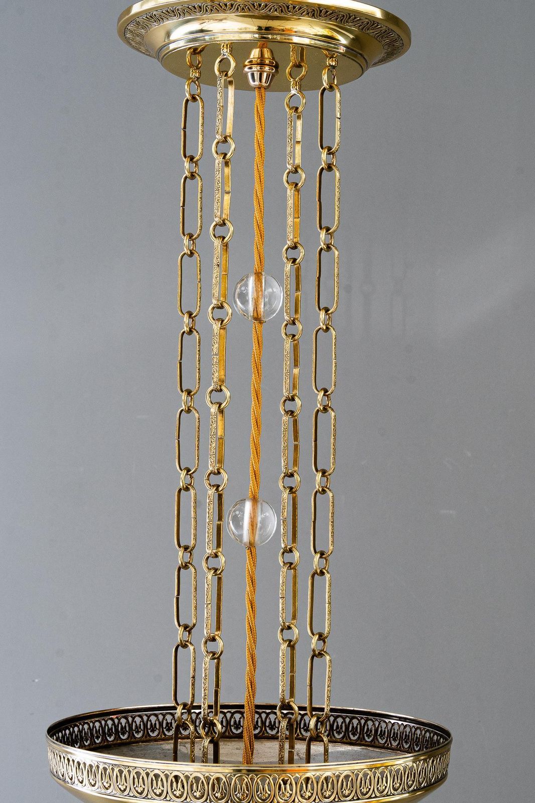 Art Deco Hanging Lamp With Glass Sticks Vienna Around 1920s photo for sale