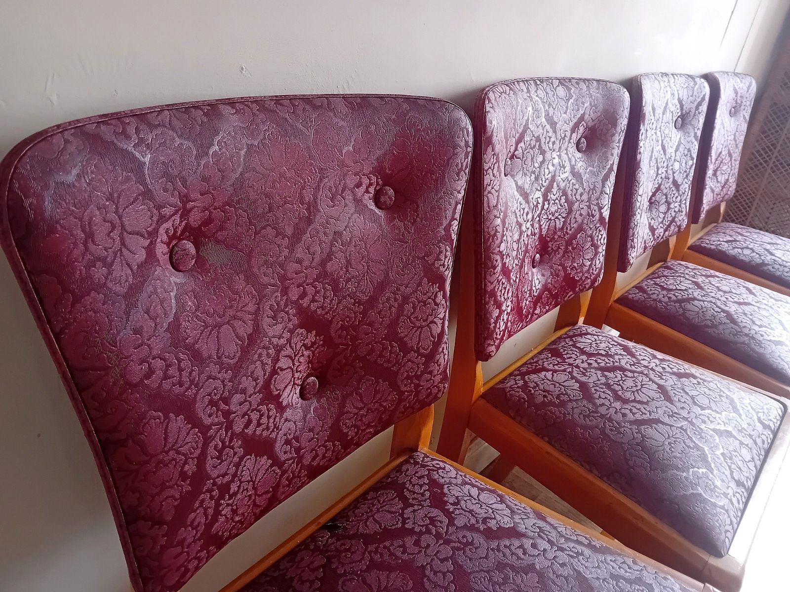 photo furniture Superb Original 1930's Art Deco Burr Elm Upholstered Dining Chairs