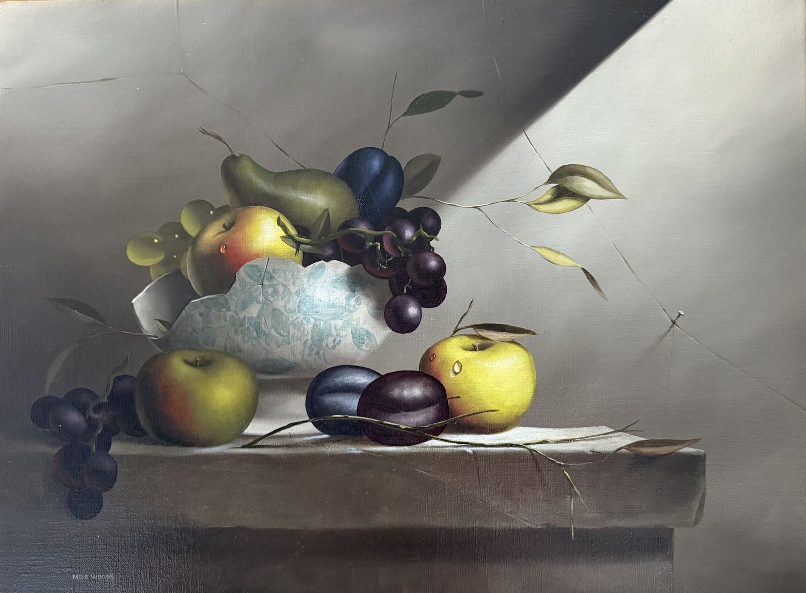 Mike Woods Still Life Oil Painting Signed Original photo furniture