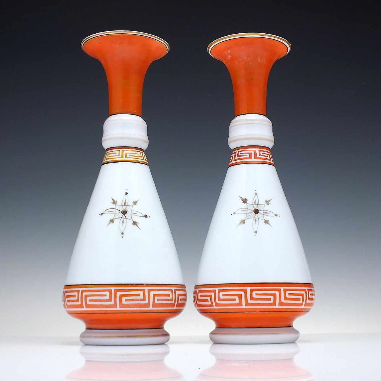 Pair Harrach Neoclassical Glass Glass Vase C1890 photo furniture