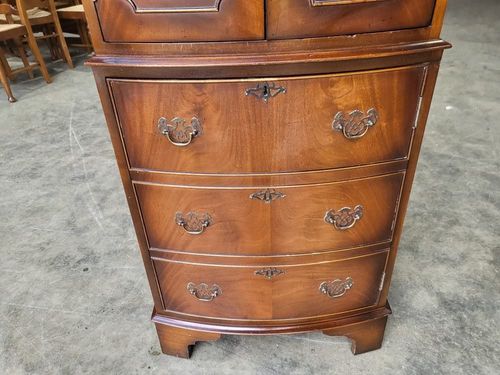 Antique Repro Mahogany Small Slim Cocktail Cabinet Desk Cupboard Bureau photo for sale
