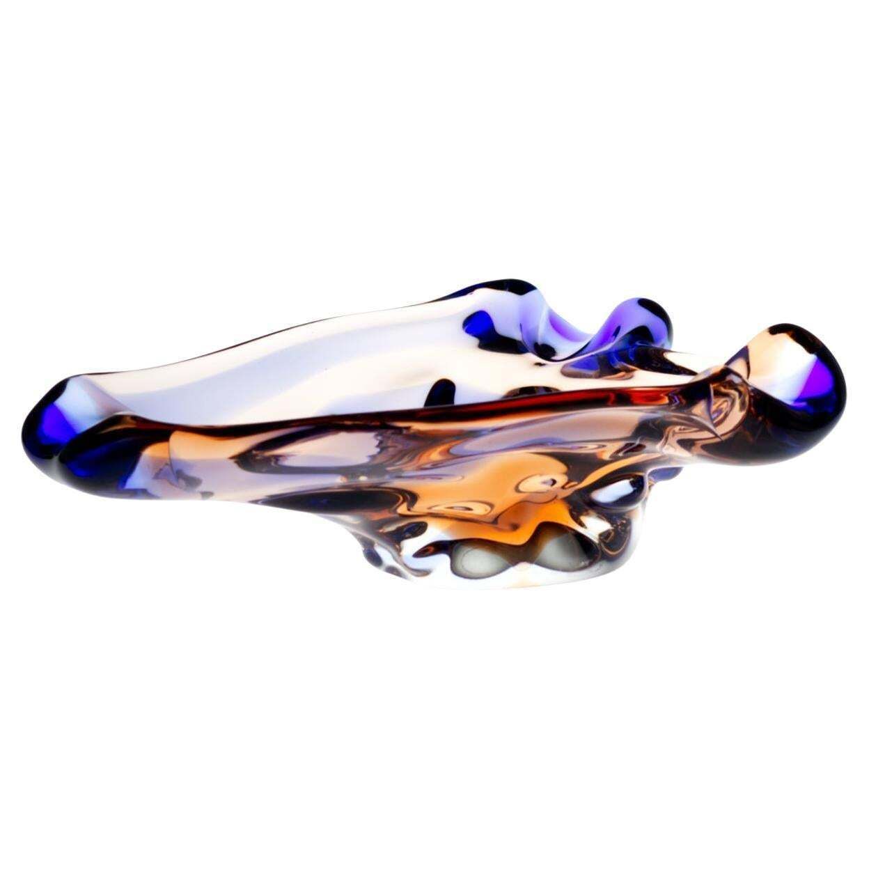 Sommerso Glass Ashtray By František Zemek For Mstisov Glass Union 1960s