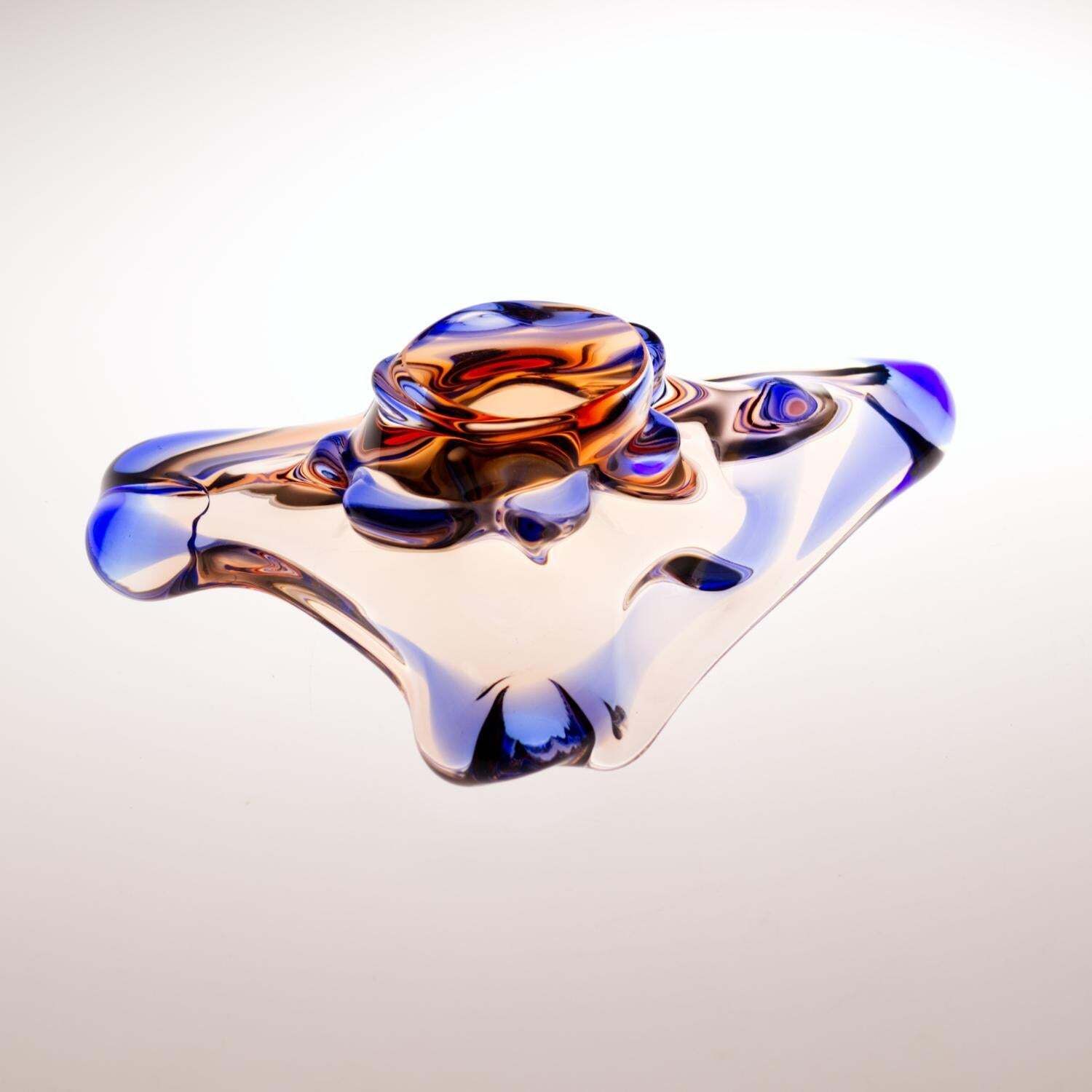 Sommerso Glass Ashtray By František Zemek For Mstisov Glass Union 1960s photo vintage