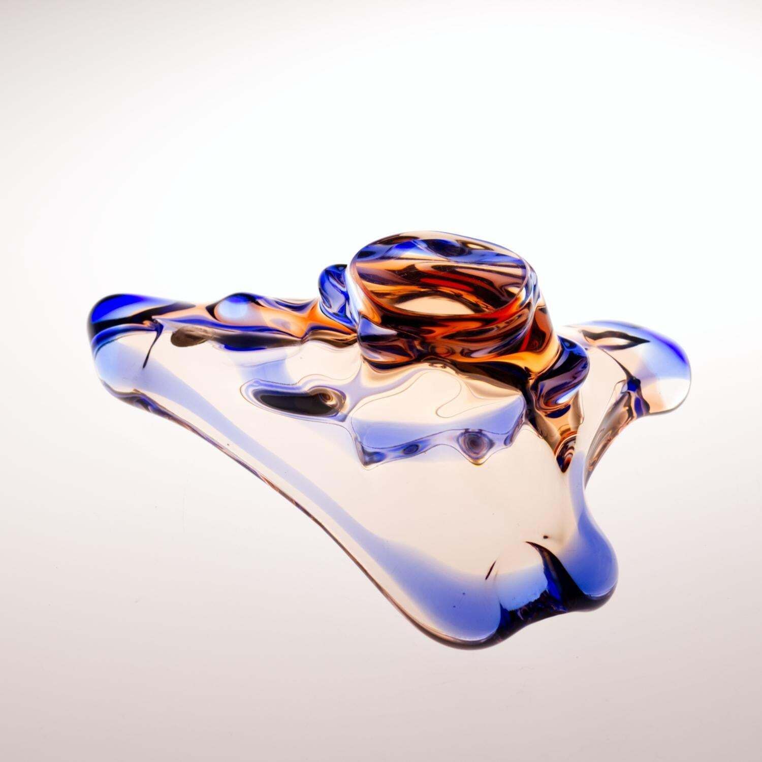 photo for sale Sommerso Glass Ashtray By František Zemek For Mstisov Glass Union 1960s