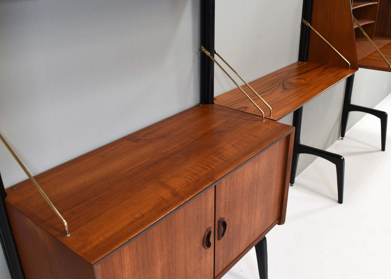 photo furniture Louis Van Teeffelen Wall Unit In Teak And Brass By Webe, Netherlands, Circa 1950