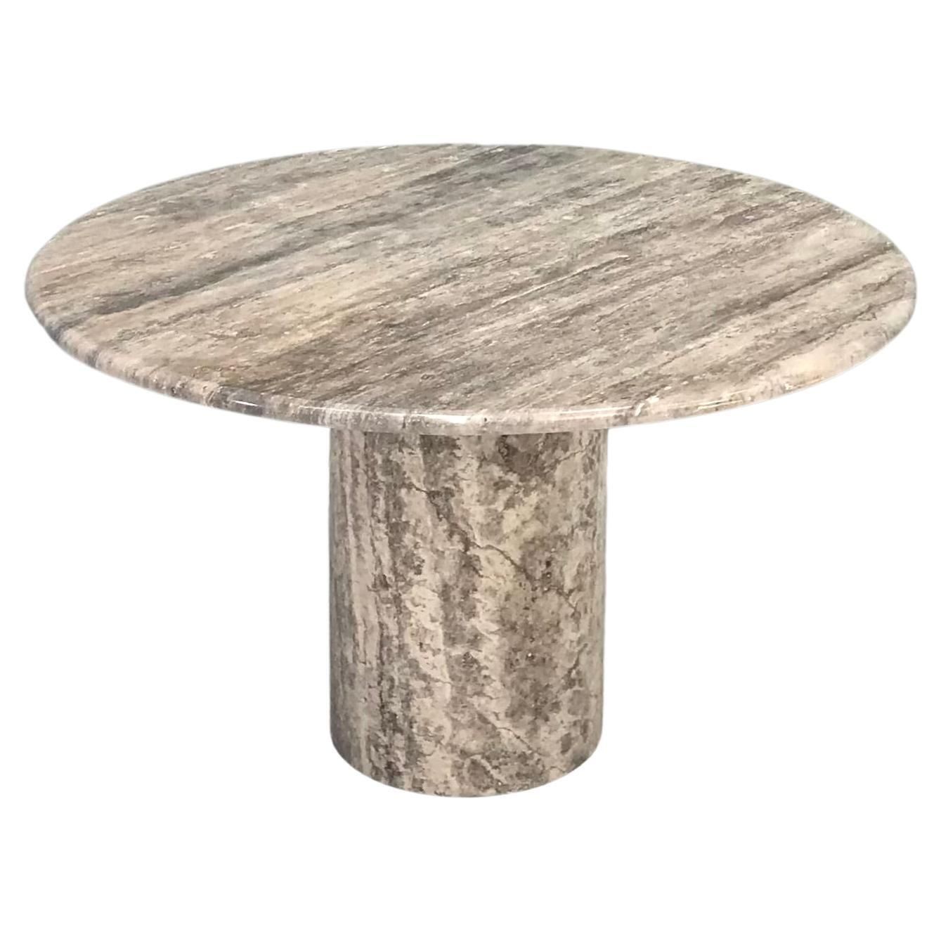 Grey / Beige Travertine Round Dining Table In The Manor Of Up&Up / Mangiarotti