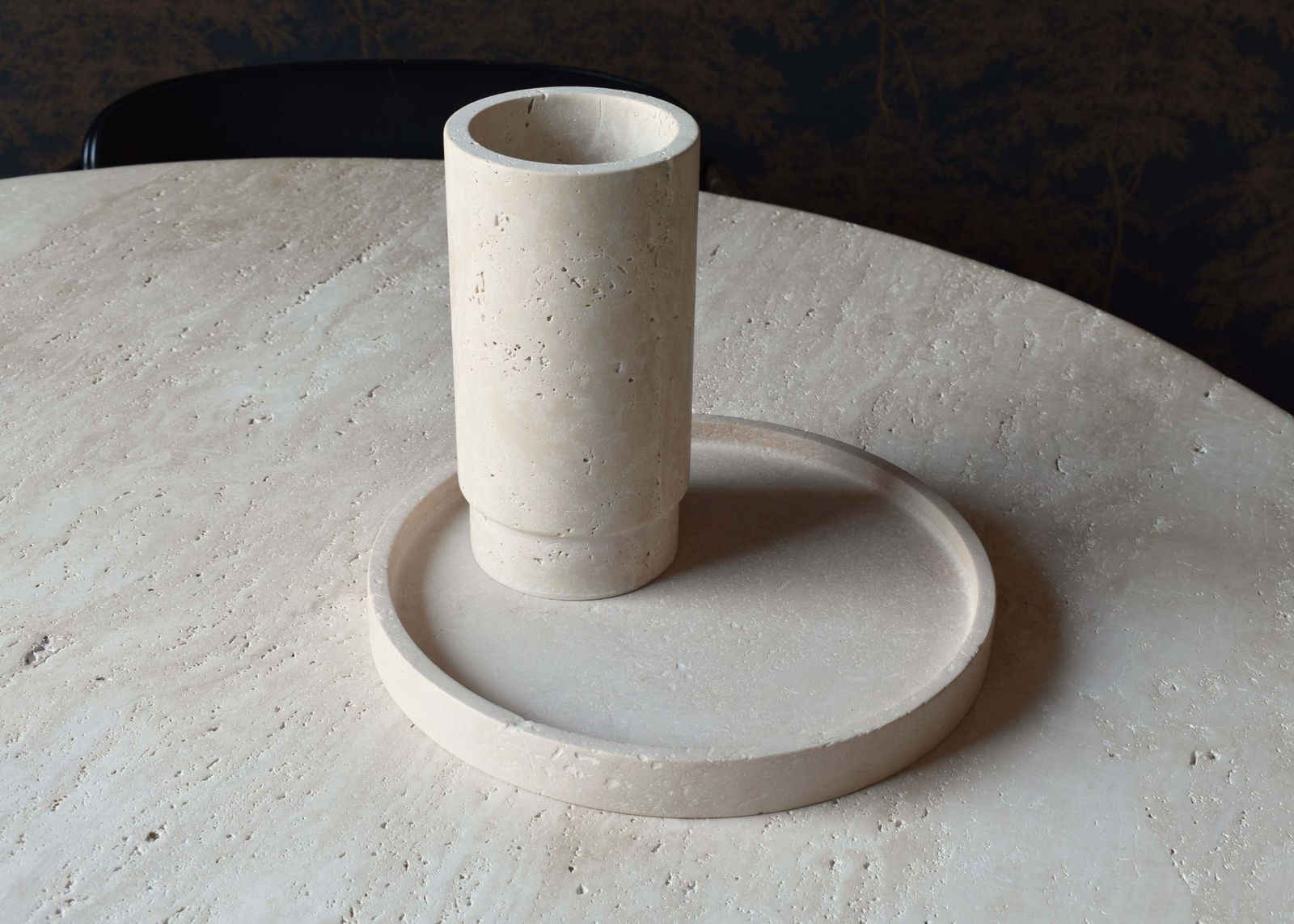 Travertine Vase / Wine Cooler And Plate In The Manor Of Up&Up And Raymor photo vinterior