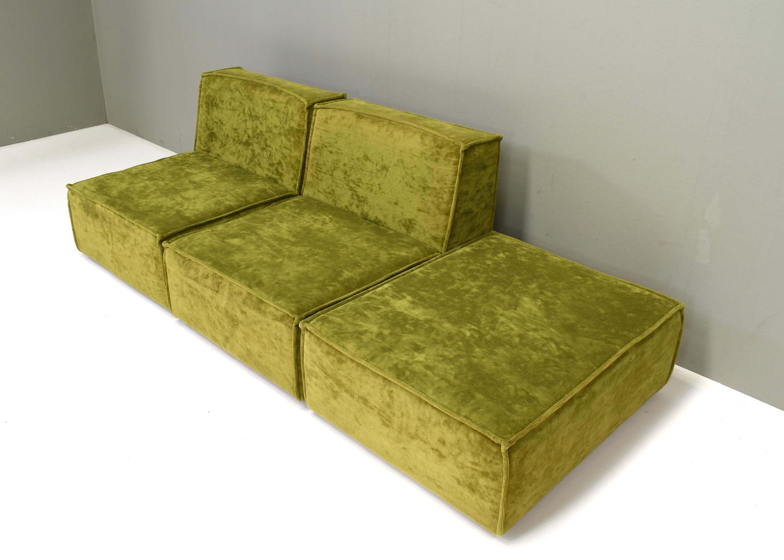 Green Velvet Seventies Sectional Sofa In The Style Of Cor Trio, Circa 1970 photo furniture