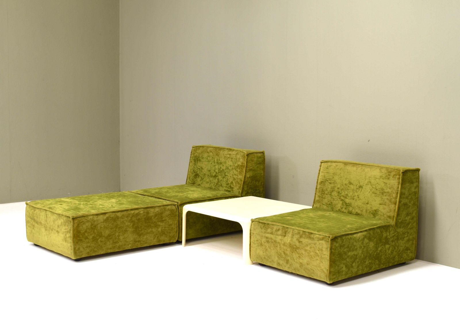 Green Velvet Seventies Sectional Sofa In The Style Of Cor Trio, Circa 1970 photo Furniture