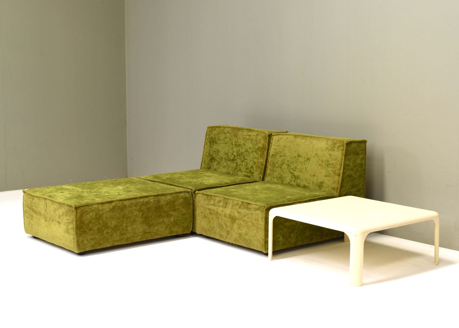 Green Velvet Seventies Sectional Sofa In The Style Of Cor Trio, Circa 1970 photo 3089.0
