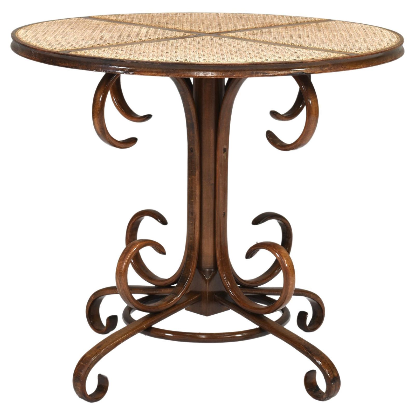 Early Michael Thonet Bistro Dining Table In Bentwood And Cane   Austria