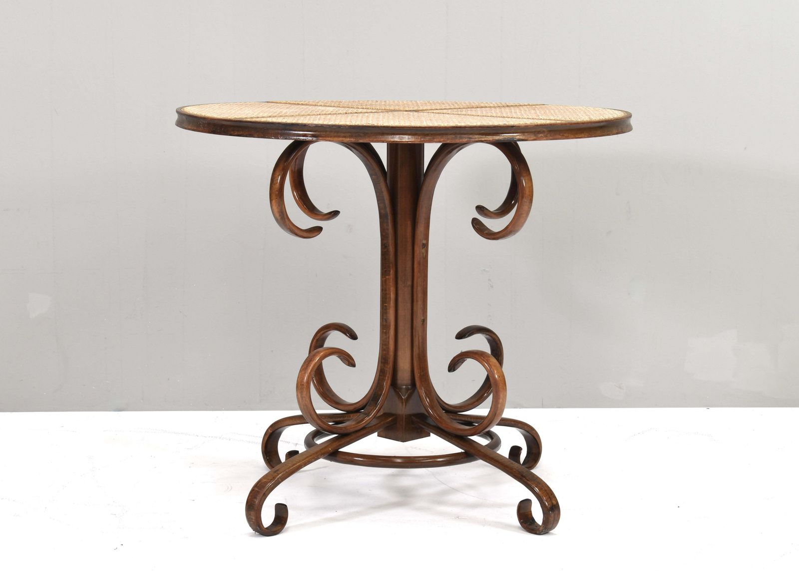 Early Michael Thonet Bistro Dining Table In Bentwood And Cane   Austria photo for sale