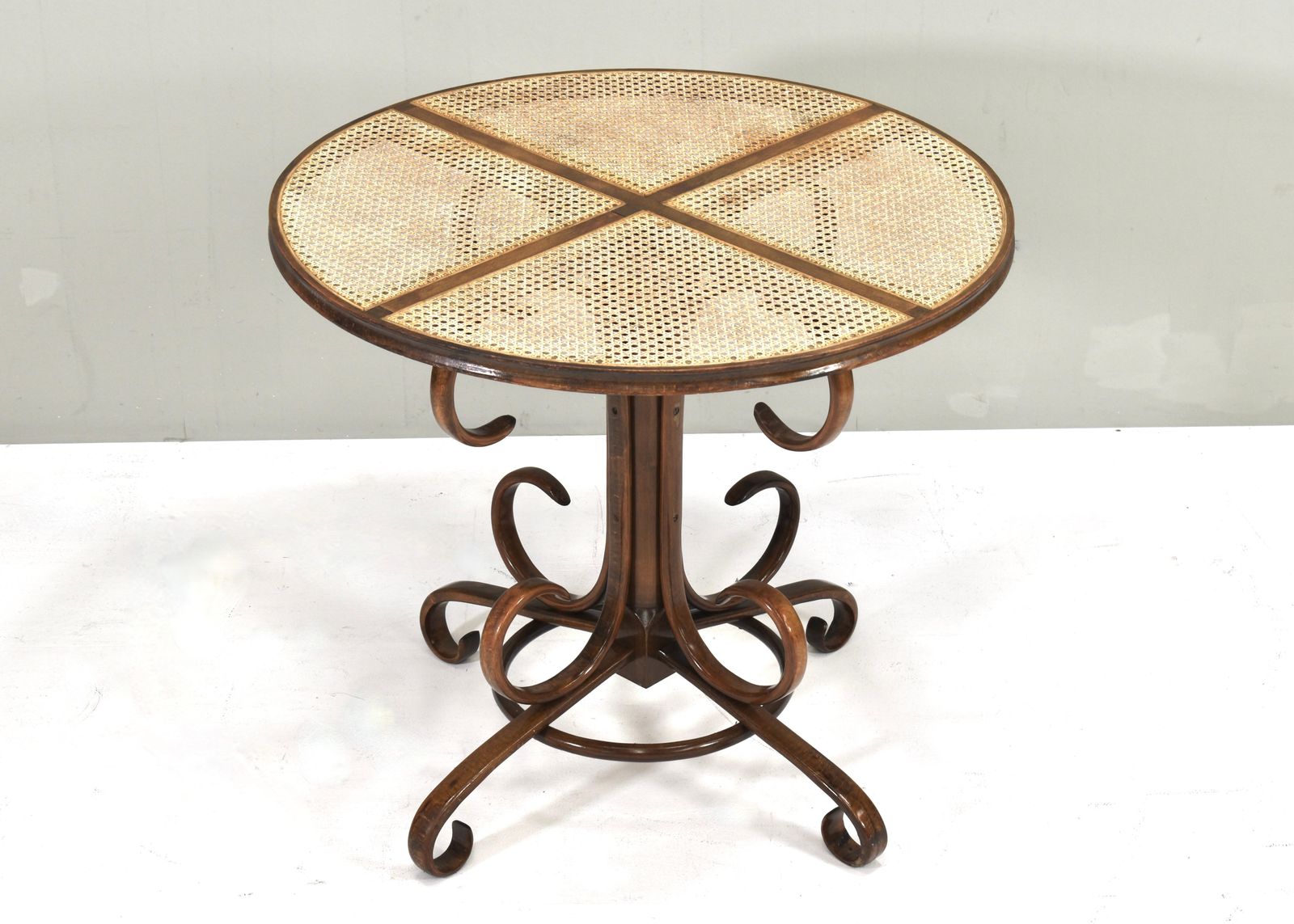 Early Michael Thonet Bistro Dining Table In Bentwood And Cane   Austria photo Furniture
