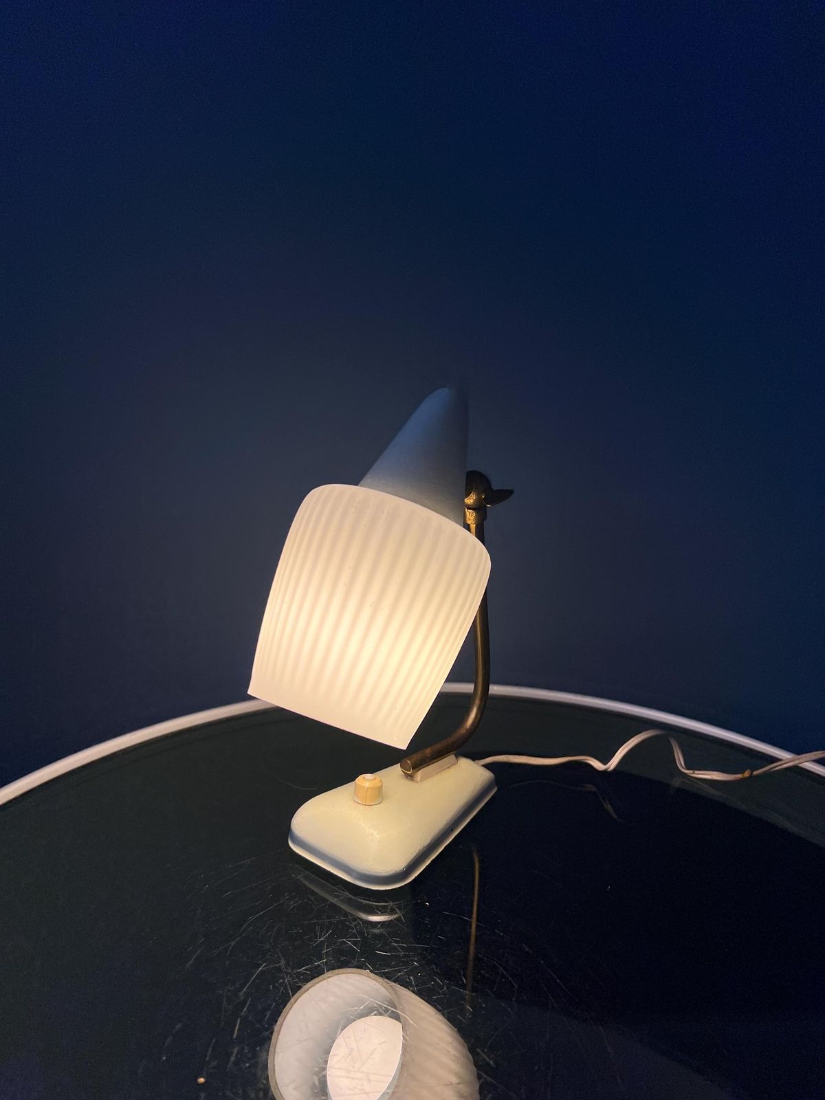 Mid Century Art Deco Bureaulamp Met Opalineglas photo 185.0