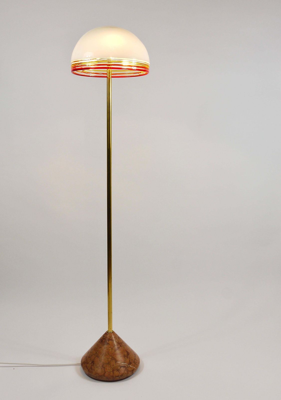 photo for sale Roberto Pamio Febo Floor Lamp In Marble, Brass & Murano Glass By Leucos Italy