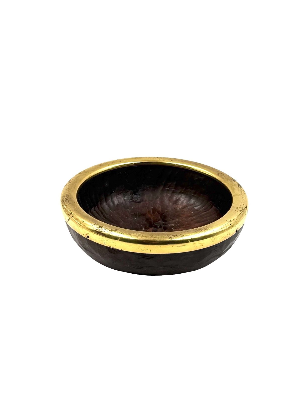 Mid Century Brass And Wood Bowl, Italy 1970s photo furniture
