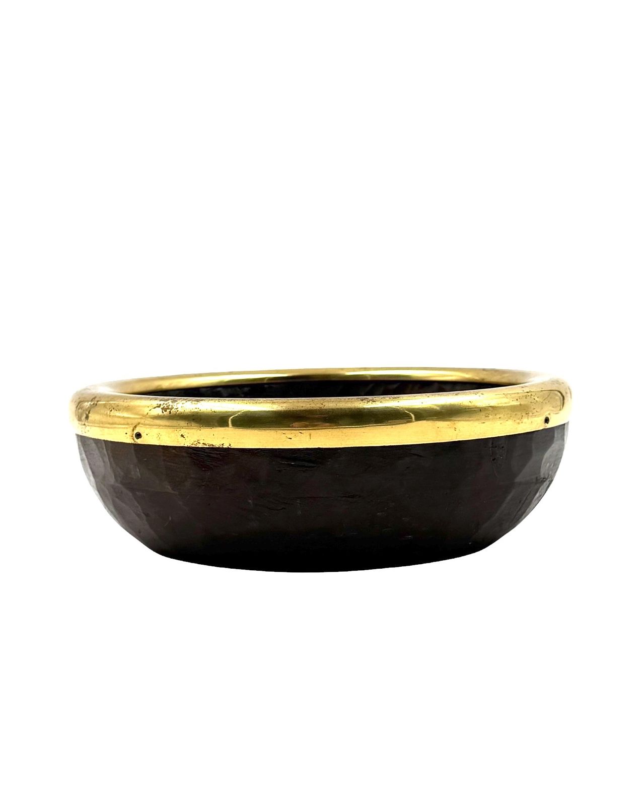 Mid Century Brass And Wood Bowl, Italy 1970s photo vinterior