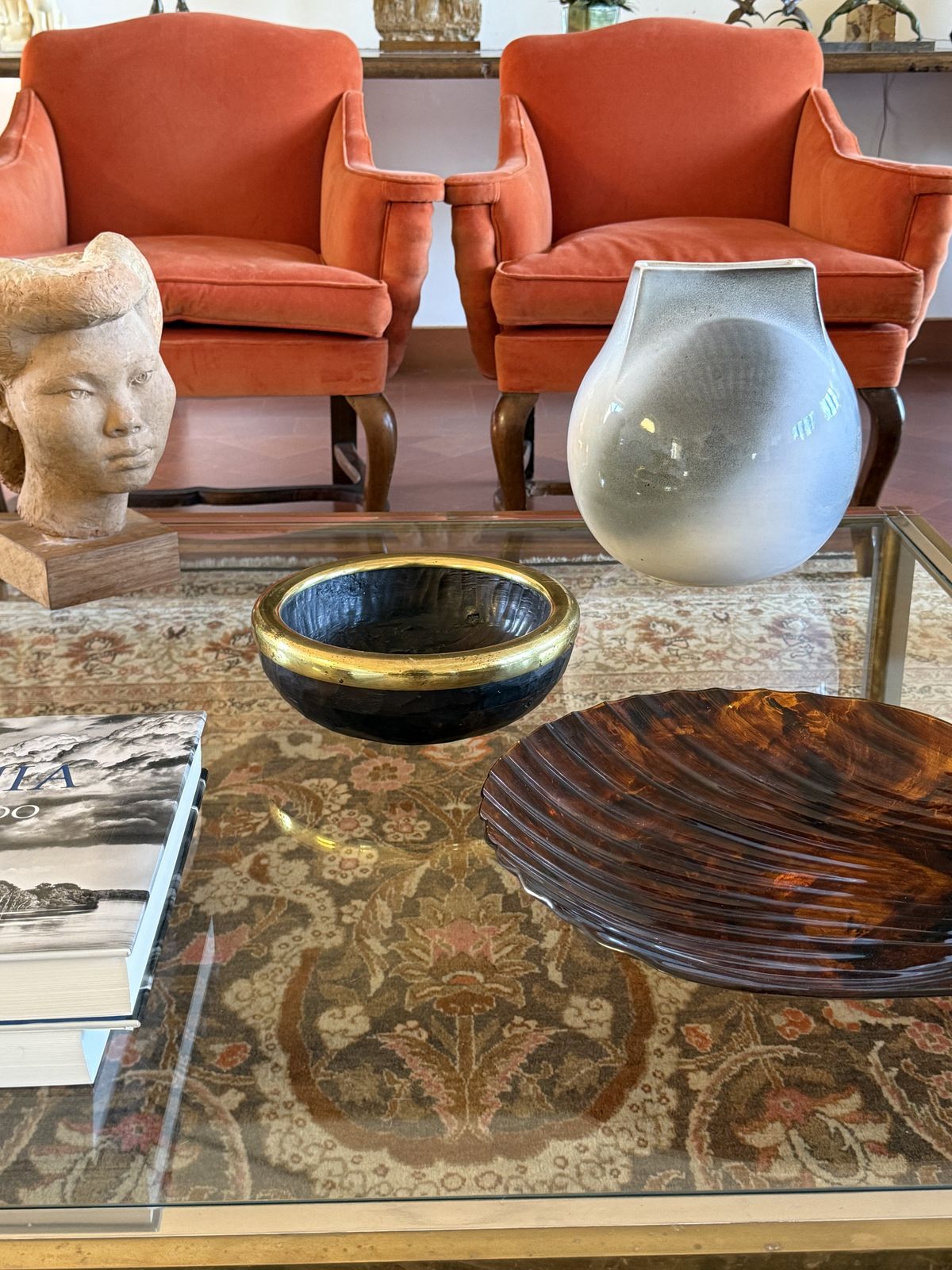 photo furniture Mid Century Brass And Wood Bowl, Italy 1970s