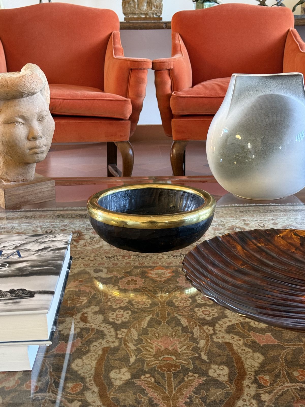 200.0 Mid Century Brass And Wood Bowl, Italy 1970s photo