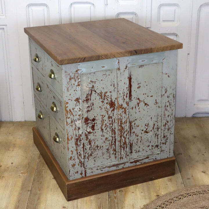 photo vinterior Rustic Painted Pine & Iroko Workshop Drawers 0730g