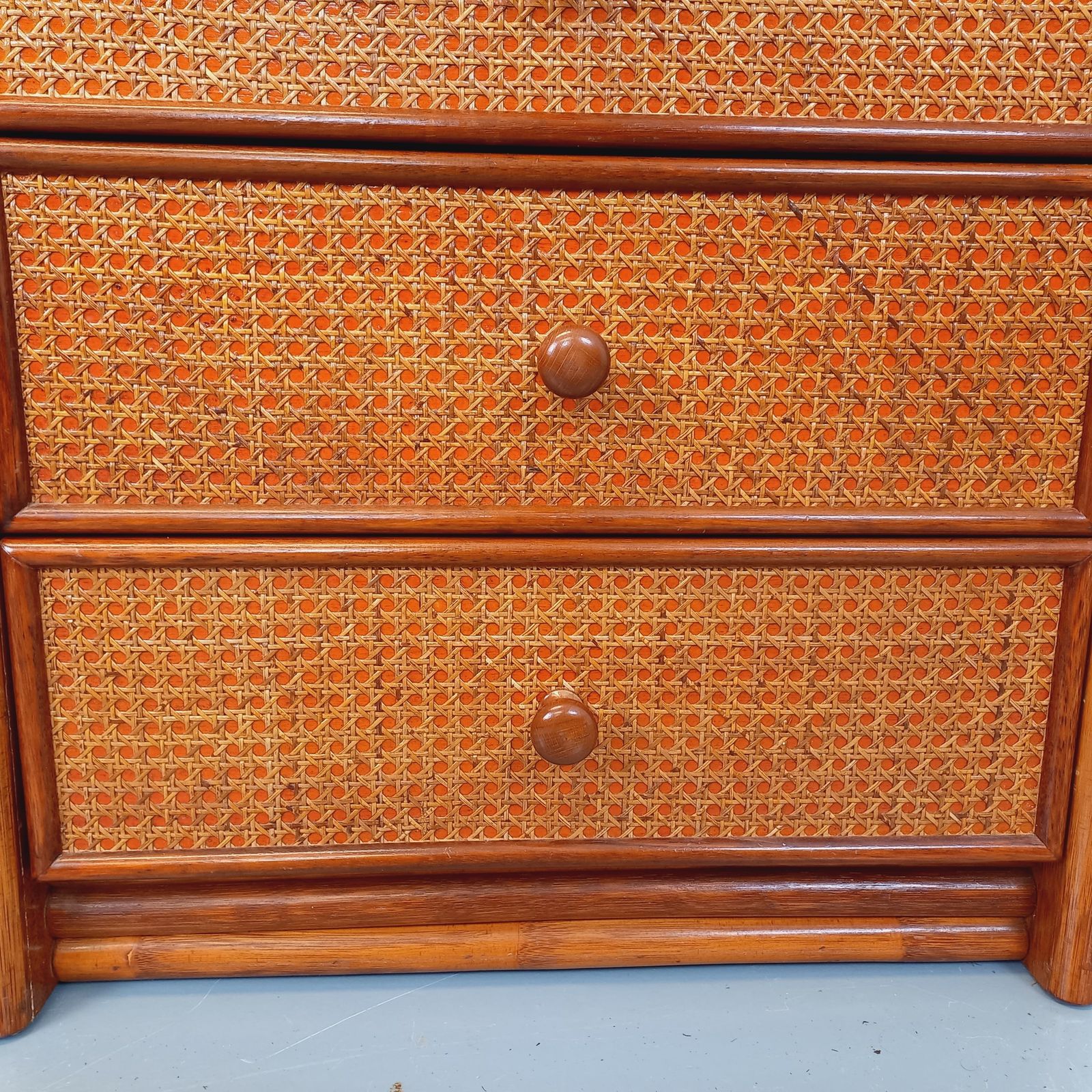 Furniture Chest Of Drawers In Wood, Rattan And Cane photo