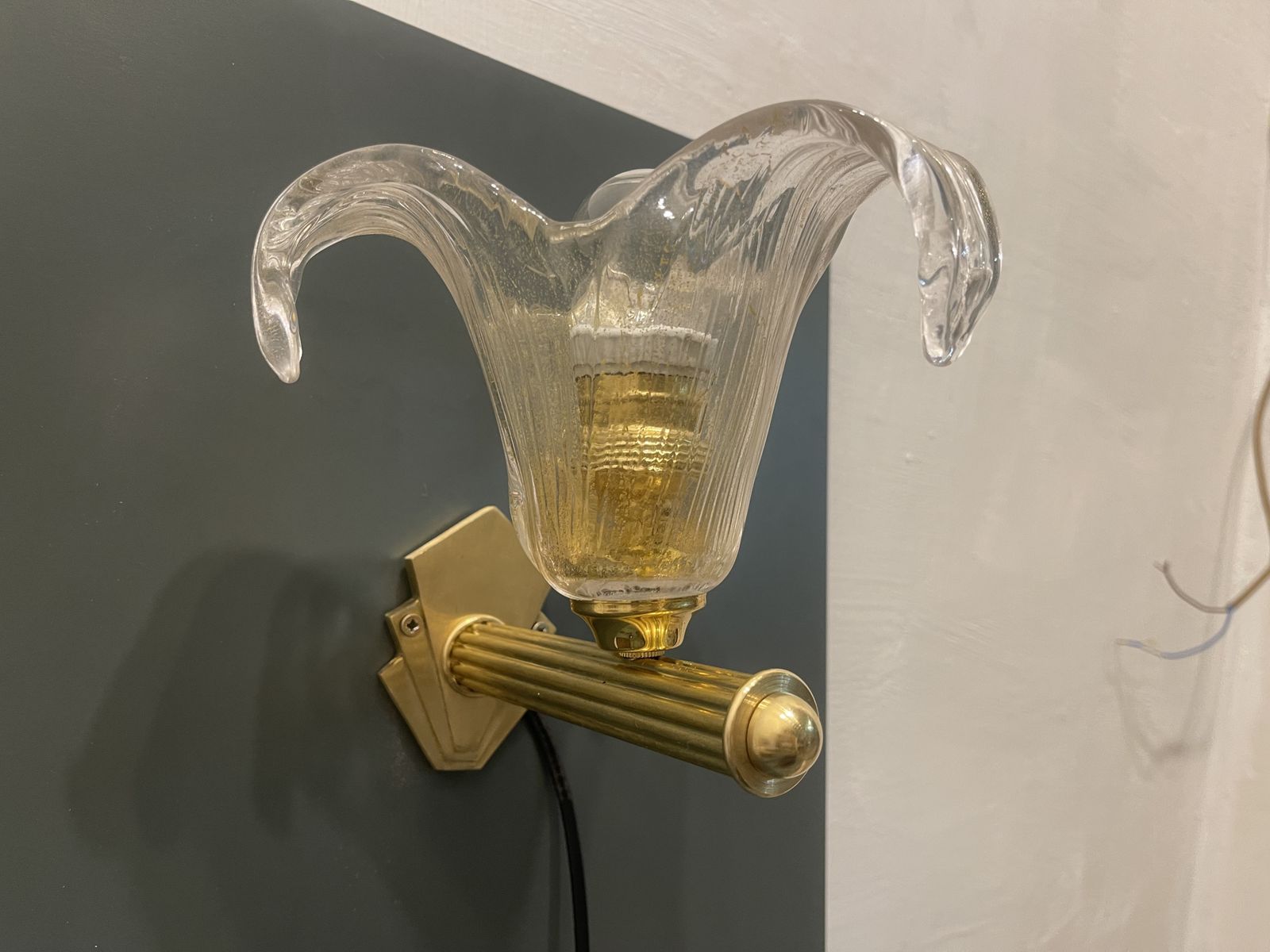 Venetian Murano Glass Brass Sconces Set Of 2 1960’s photo buy