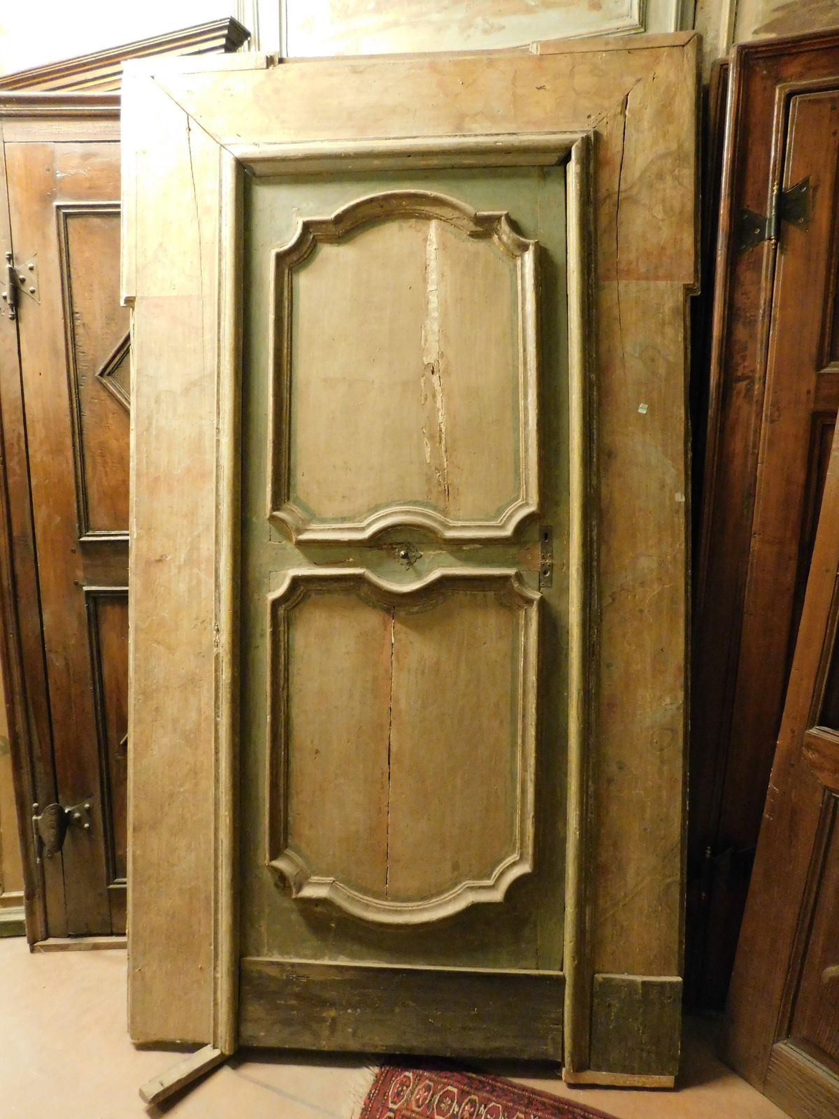 Single Leaf Door In Lacquered Wood Complete With Frame With Fake Marble, Italy photo furniture