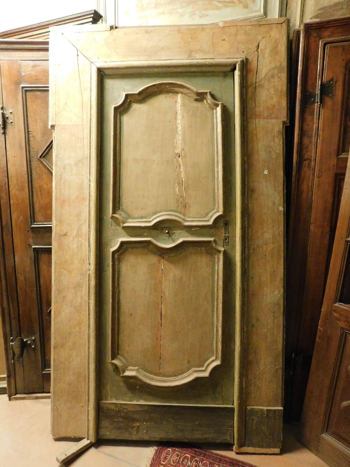 Single Leaf Door In Lacquered Wood Complete With Frame With Fake Marble, Italy photo for sale