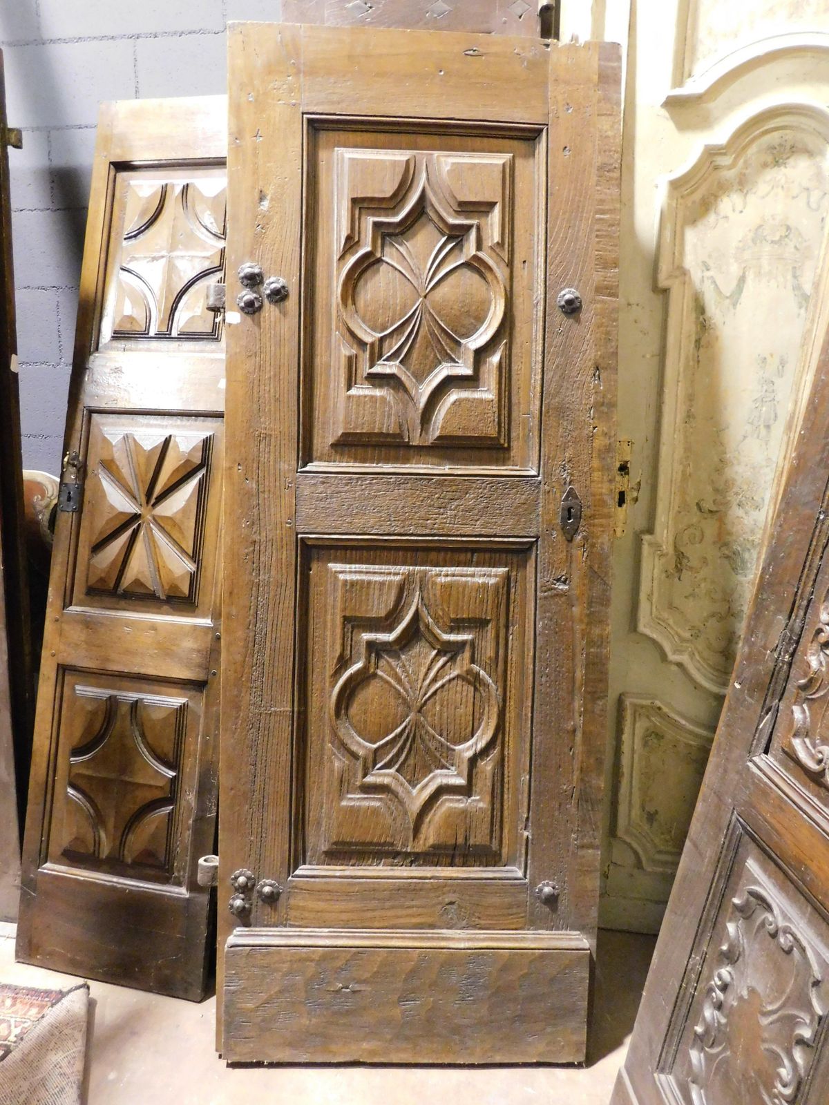 Entrance Door, Single Leaf Main Door, In Highly Carved Walnut, Italy photo furniture