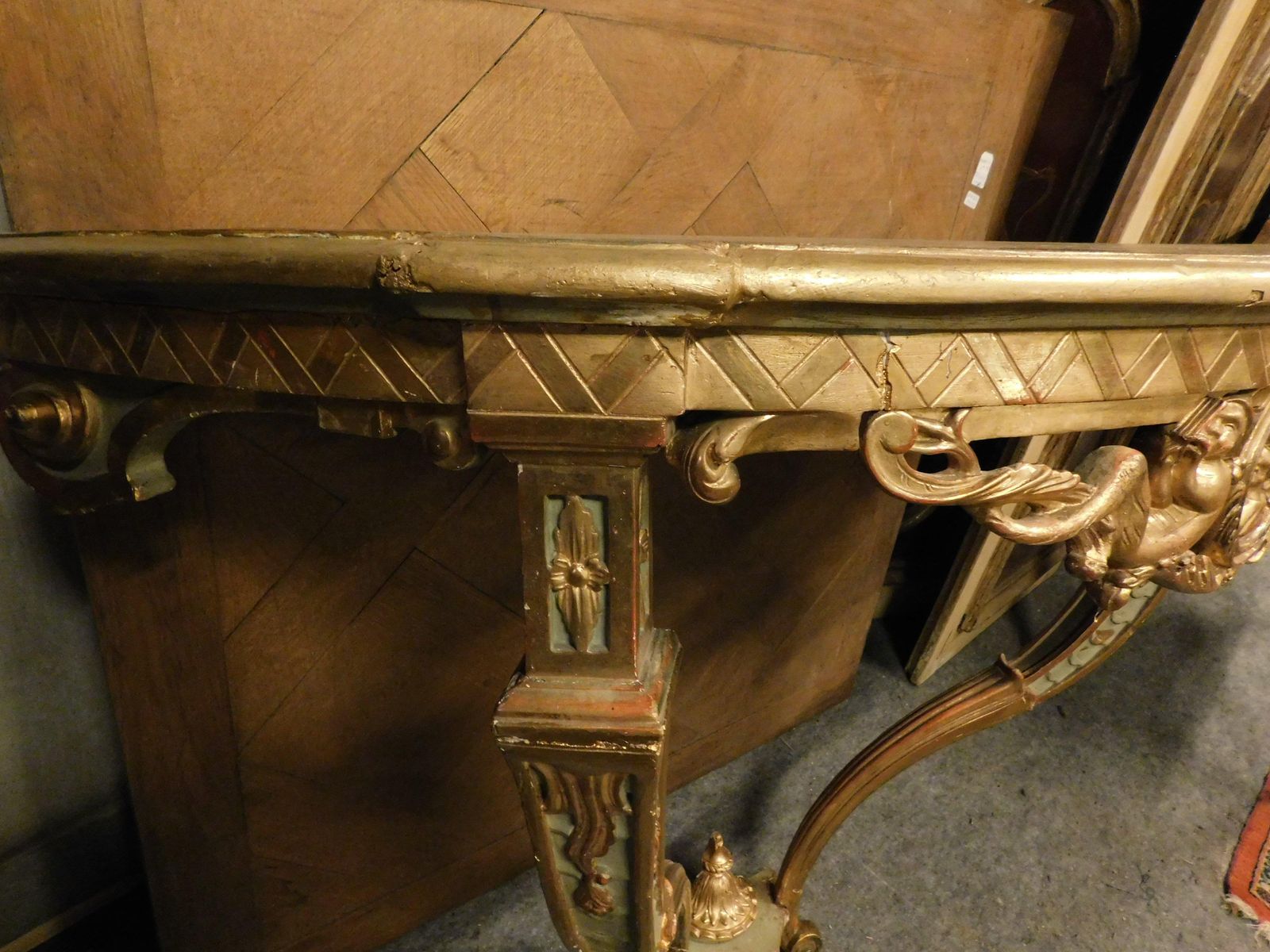 Console Table Carved In A Drop Shape In Lacquered And Gilded Wood, Italy photo vinterior